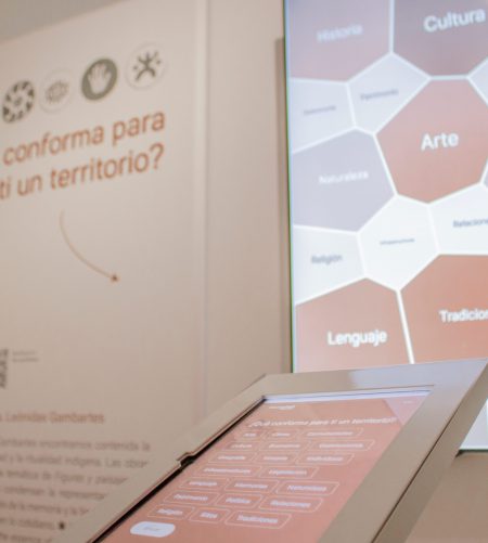 Dispositivo interactivo en sala: votación para el mapa conceptual sobre el territorio